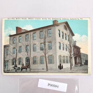 The Will's House Gettysburg PA 1920s Postcard Where Lincoln Wrote Address 1925